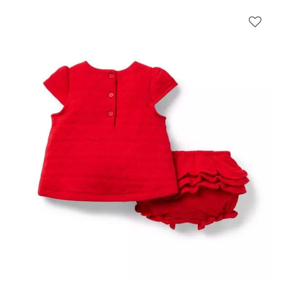 Janie and Jack Baby Girl Quilted Valentine's Day Red Heart Bow Matching Set 6mo - Picture 2 of 8